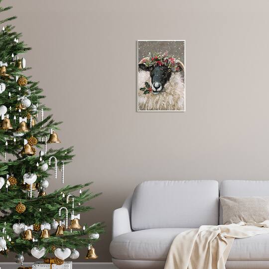 Stupell Industries Holiday Berries Farmhouse Sheep Wall Plaque Art